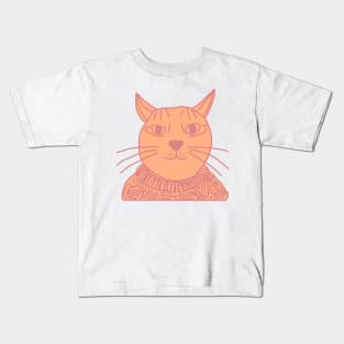 Peach Fuzz Color of the Year 2024 Sweater Cat Portrait Kids T-Shirt